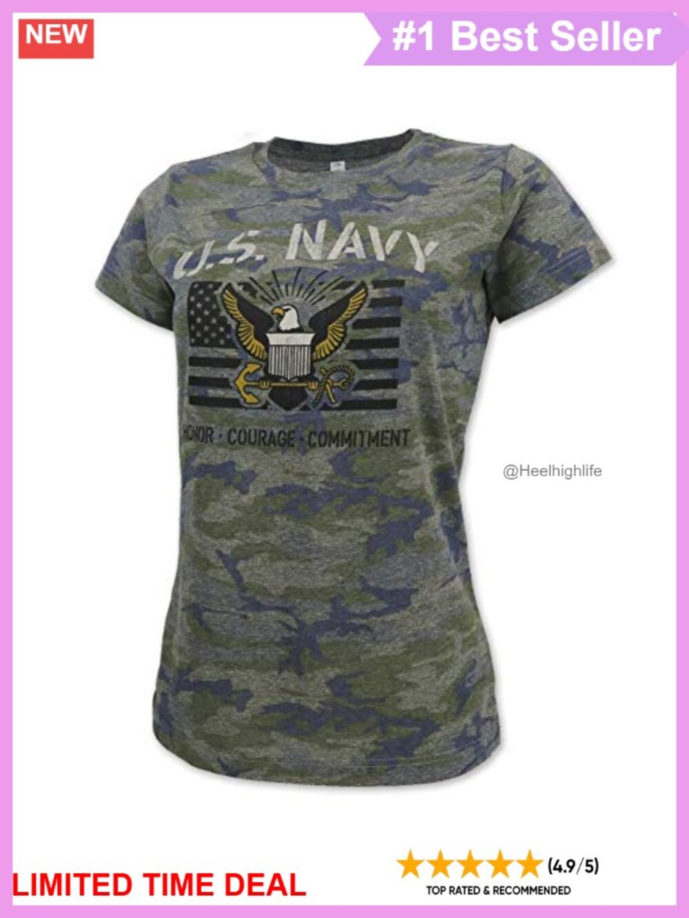 Vintage Camo Stencil T-Shirt Cotton Polyester Screenprint USA Made Retro
